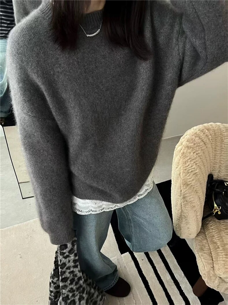 打底衫女2024新款内搭显瘦软糯百搭纯色针织衫,女装羊毛衫,圣旺供货