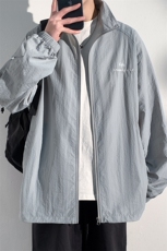冰丝凉感防晒服男款夏季宽松大码轻薄立领夹克oversize钓鱼防晒衣，男装防晒衣，电商A001-1