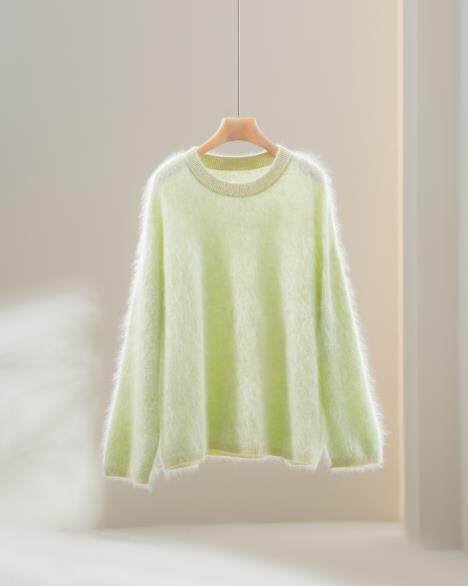 2025秋冬百搭时尚简约圆领长袖宽松羊绒衫，女装羊绒衫，伊纯羊绒