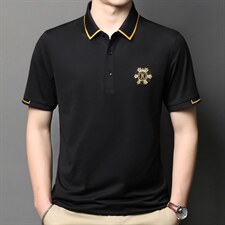夏季新款翻领短袖休闲T恤上衣中年男士商务休闲百搭潮流打底男装，男装T恤，电商B212（原钱塘6029）
