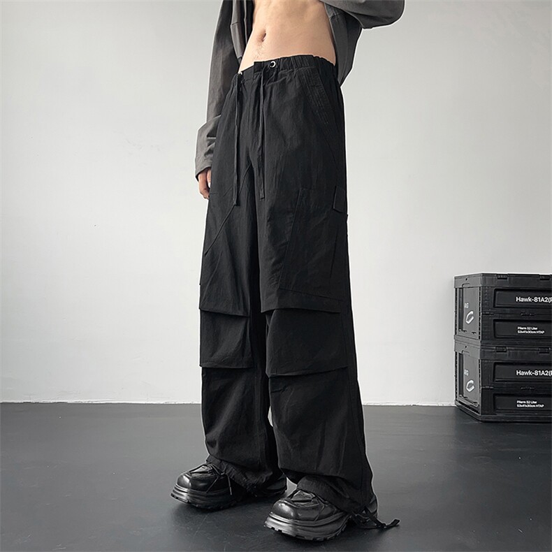 美式复古褶皱纯色多口袋工装裤6男女宽松伞兵裤XZ211-1-K2341-P65,男装工装外套,星座211-1