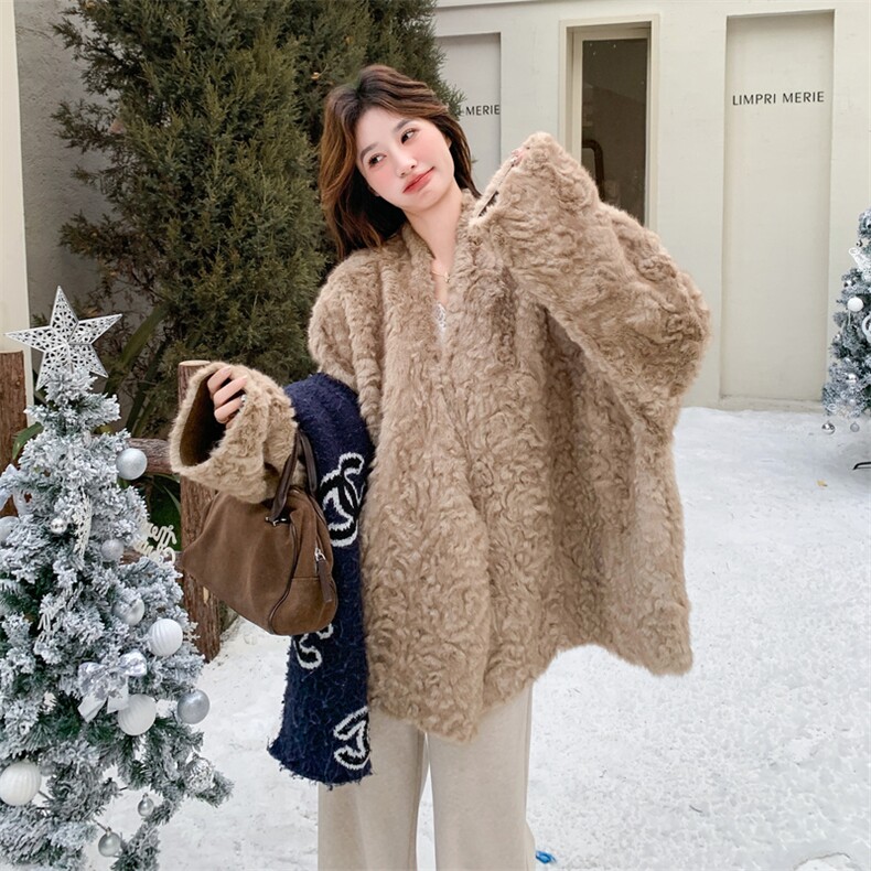 超火现货慵懒风蝙蝠袖宽松皮毛一体2C259-2512-P265-K398,女装短外套,2C259
