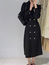 韩系双排扣长裙，其它，驿谷