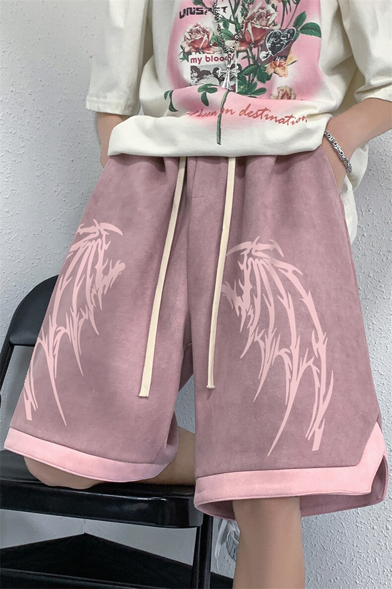 抽象竹子印花麂皮绒休闲短裤男抽绳五分裤子B239-1511-P43控价59,男装休闲裤,星座514-2(原B239)