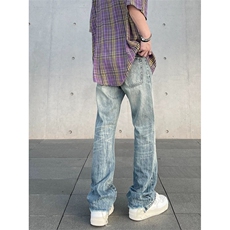 网络图现货！cleanfit毛边牛仔裤高街修身微喇拖地裤RS2379-P70，男装牛仔裤，星座1005-6