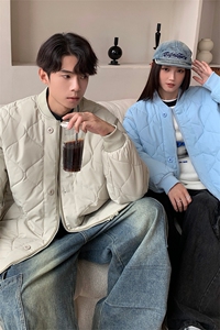 1506-1/M6081/P80葫芦纹日系复古宽松百搭绗线棒球服男女棉衣棉服图片