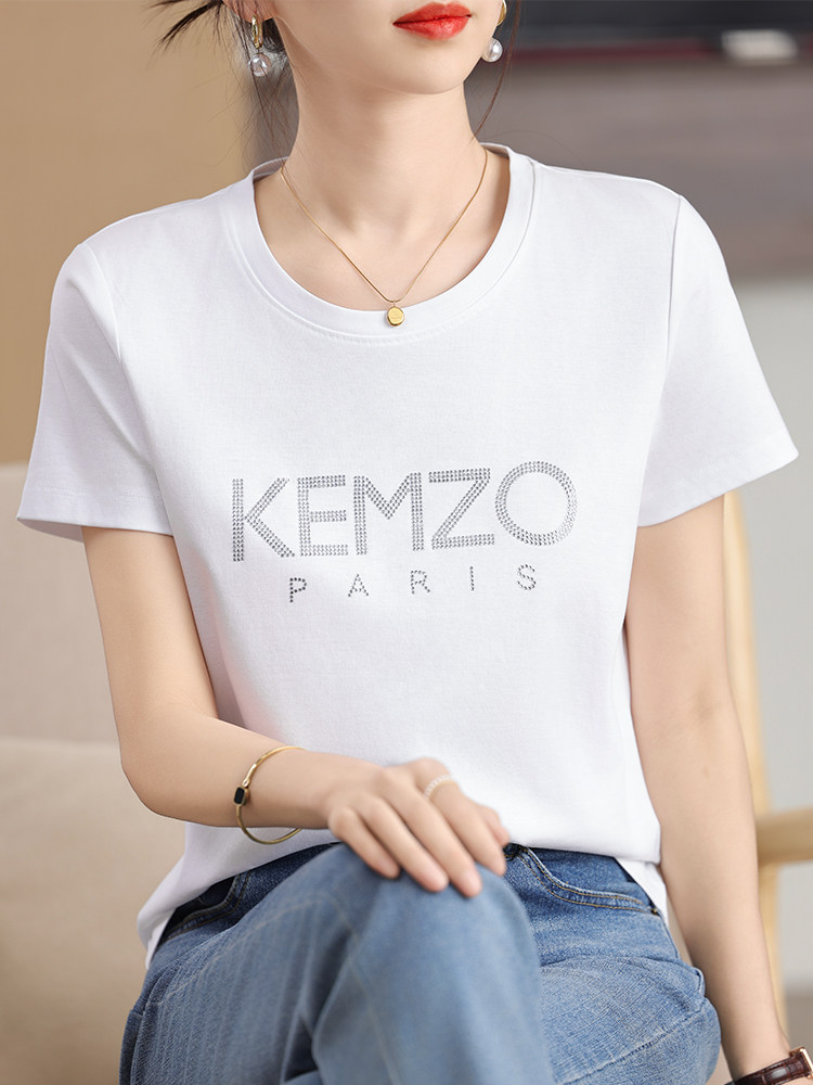 潮牌T恤女纯棉KEN/春夏大字母经典款男款t恤抖音情侣装短袖宽松ZO,女装T恤,元素羊绒