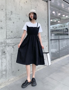 【现货】夏季新款假两件连衣裙图片