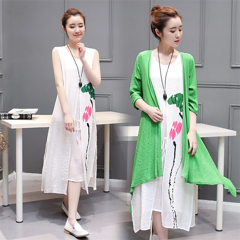 纯色圆领无袖2020年夏季宽松中长款连衣裙，女装连衣裙，冬木谷雨