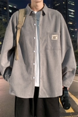 衬衫男秋季新款港风宽松大码灯芯绒长袖衬衣CS025-P38，男装衬衫，星座214-3