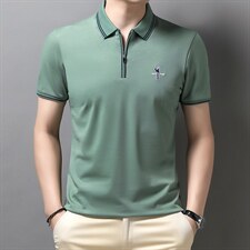 中老年t恤男士夏季2023年新款爸爸夏装冰丝短袖中年商务休闲上衣，男装T恤，电商B212（原钱塘6029）