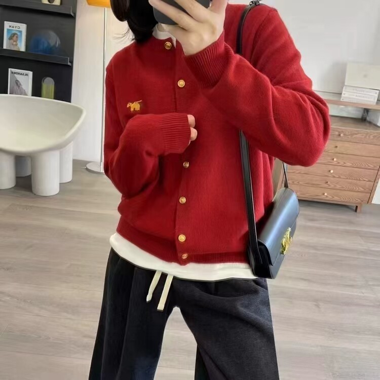 2026年秋季时尚百搭通勤简约休闲小马开衫,女装羊毛衫,亚东羊绒制品