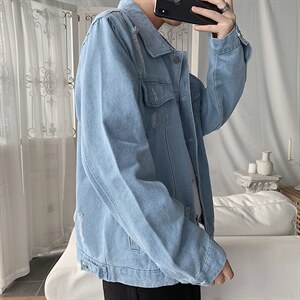 港风bf春秋季个性破洞宽松牛仔夹克男纯色百搭外套衣服jk06-p45，男装夹克，星座1008-2