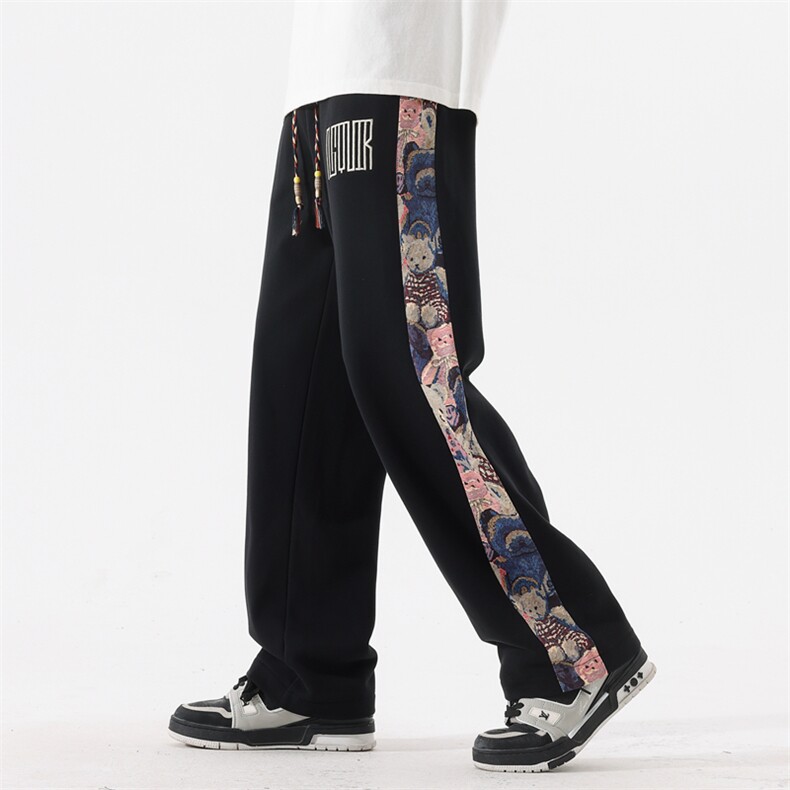 日系无影墙秋季新款工装宽松直筒小熊休闲阔腿长裤A436-575-P38，男装工装外套，电商A436