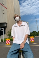 白色麦穗纹肌理感polo衫男款夏季高级感冰丝短袖T3687-特价P25，男装T恤，电商A007