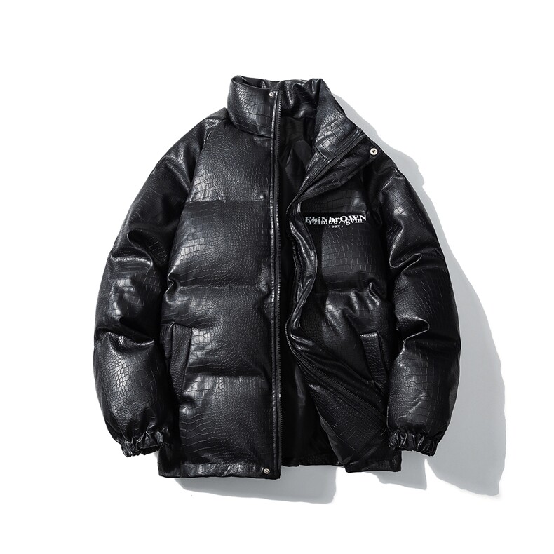 1白底鳄鱼纹手塞棉大码M-5XL夹克PU皮棉服外套男8507P120控158,男装夹克,星座226-2