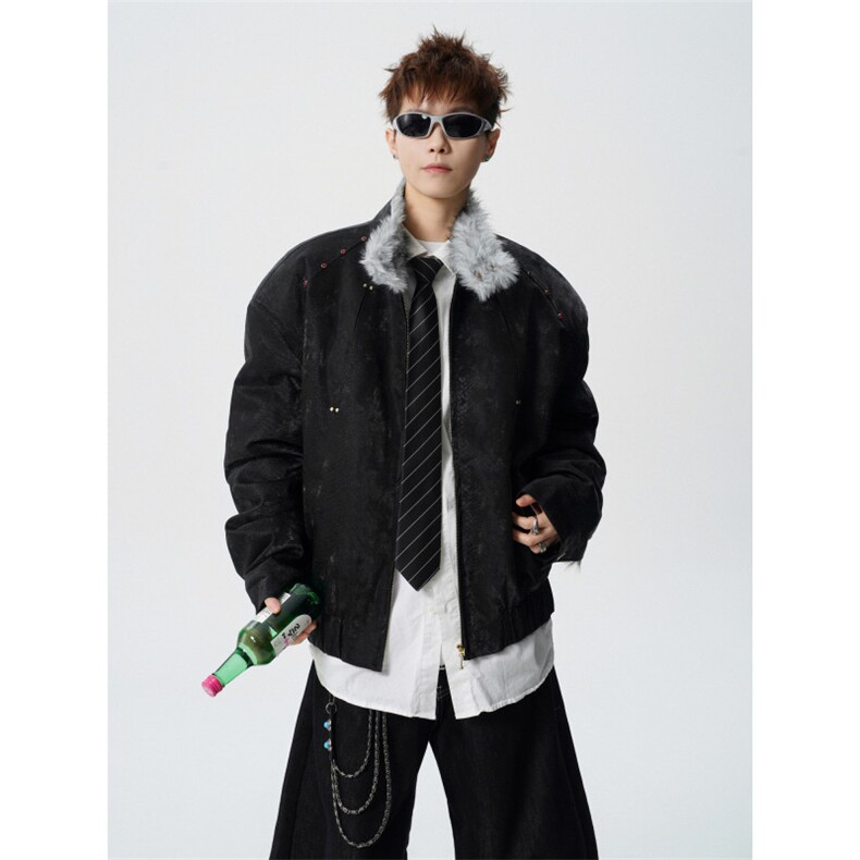 706-LK5046-P148特P现货冬季男立领座山雕毛加厚领棉服外套,男装棉衣,星座706