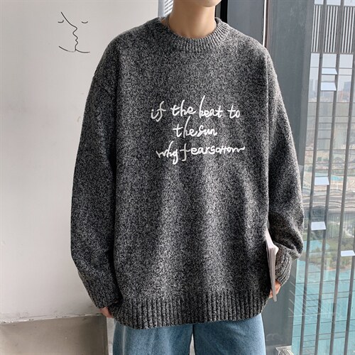 ！2023秋冬男士加厚圆领毛衣学生保暖针织衫简约上衣M202P45，男装针织衫/毛衣，电商B220