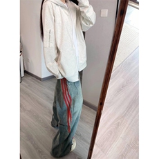 【有货】三条杠条纹牛仔裤男女款美式vibe风裤子G8512WW-特P55，男装牛仔裤，星座1007（原301D）