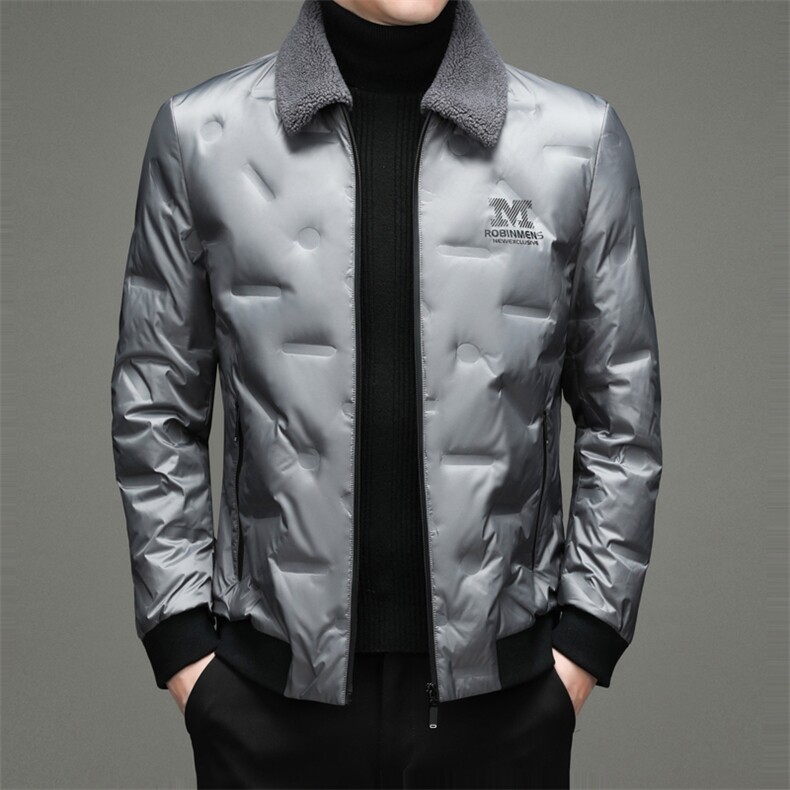 羽绒服可卸羊毛毛领中年男翻领羽绒服防寒纯色羽绒男ZL99667-P225,男装羽绒服,电商B212（原钱塘6029）