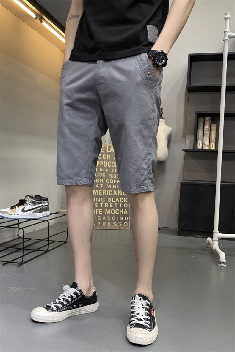 夏季薄款纯工装短裤百搭休闲七分马裤潮牌ins中裤G2818P40,男装休闲裤,星座914