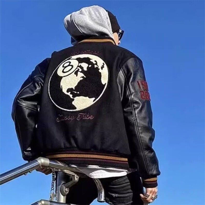 2025春秋季美式毛呢刺绣棒球服外套男潮流嘻哈痞帅高街飞行员夹克,男装夹克,星座715-4