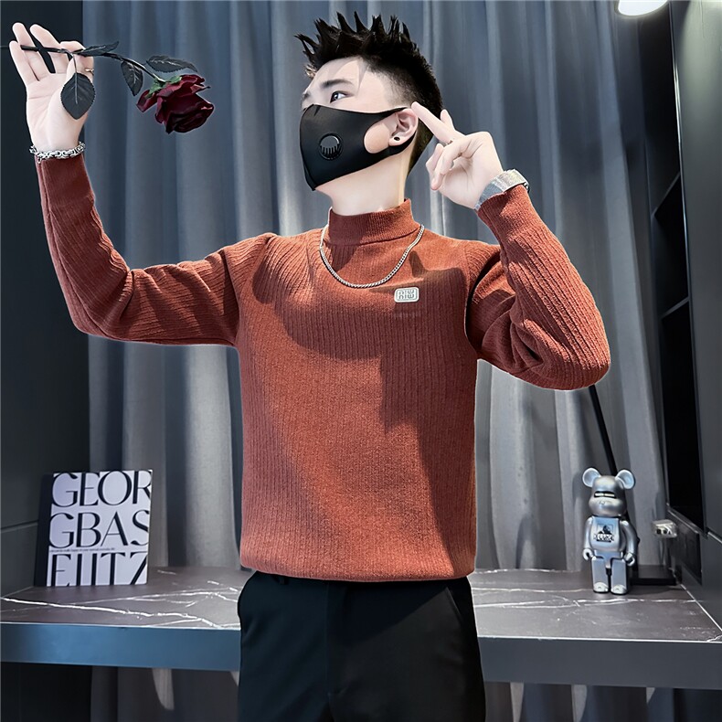 痞帅炸街简约小绣标圆领毛衣男社会小伙店主风301C-M89-P58控88,男装针织衫/毛衣,星座301C（原B323）