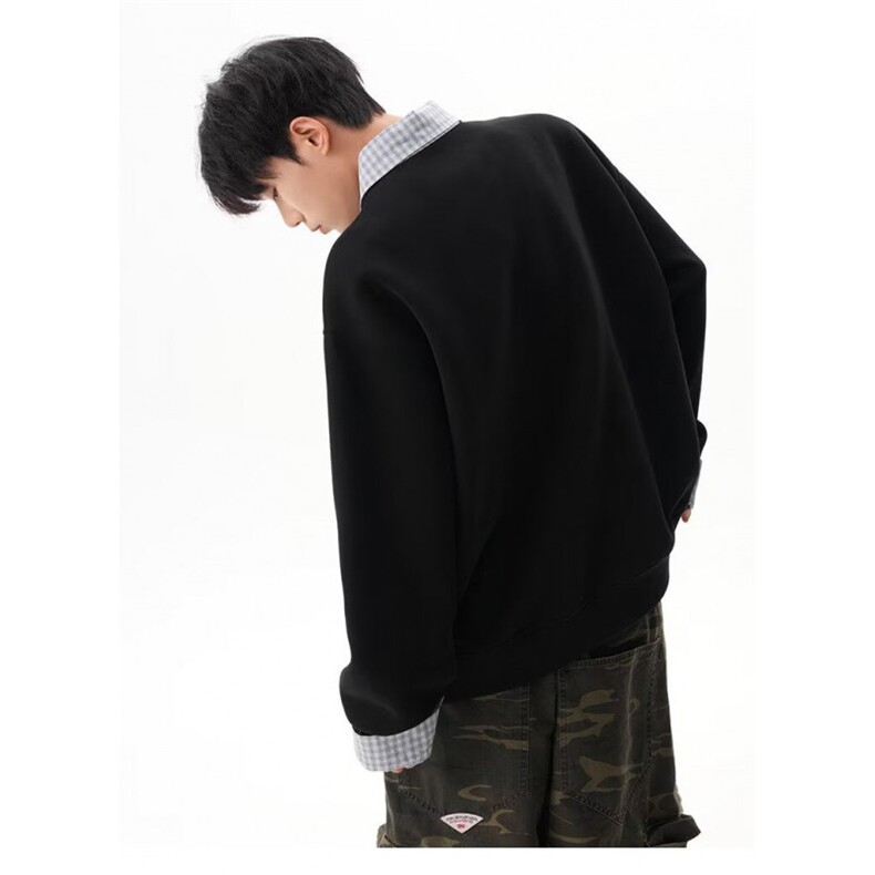 1506/QWY110/P49潮牌港风拼色长袖Polo衫男刺绣宽松半拉链卫衣,男装Polo衫,星座1506