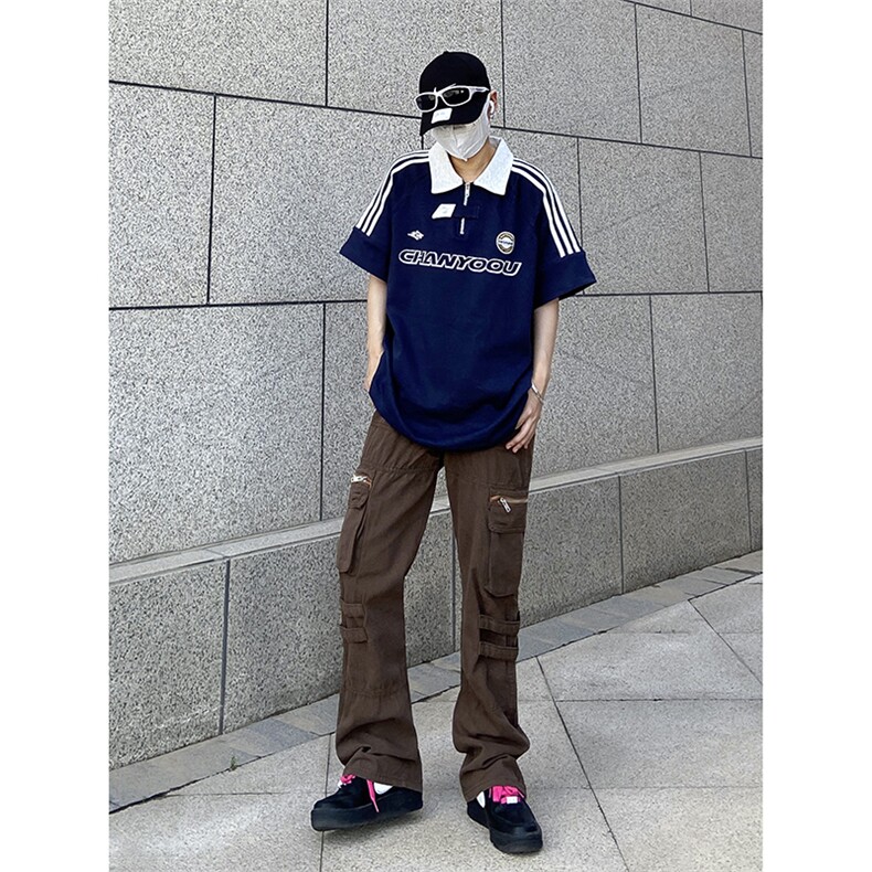 B221美式ins高街小众拉链多口袋休闲工装裤LK23045-P75控98,男装休闲裤,电商B221