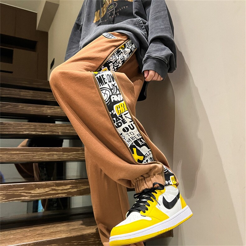 特P35控68休闲裤男港风秋季大码宽松束脚拉链复古卫裤-K213,男装休闲裤,电商B370