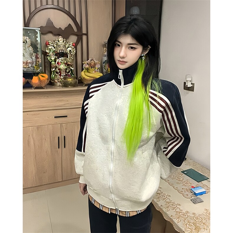 抖音得物高品质美式高街重磅结构织带拼接撞色立领卫衣外套CM41,男装卫衣,电商A486