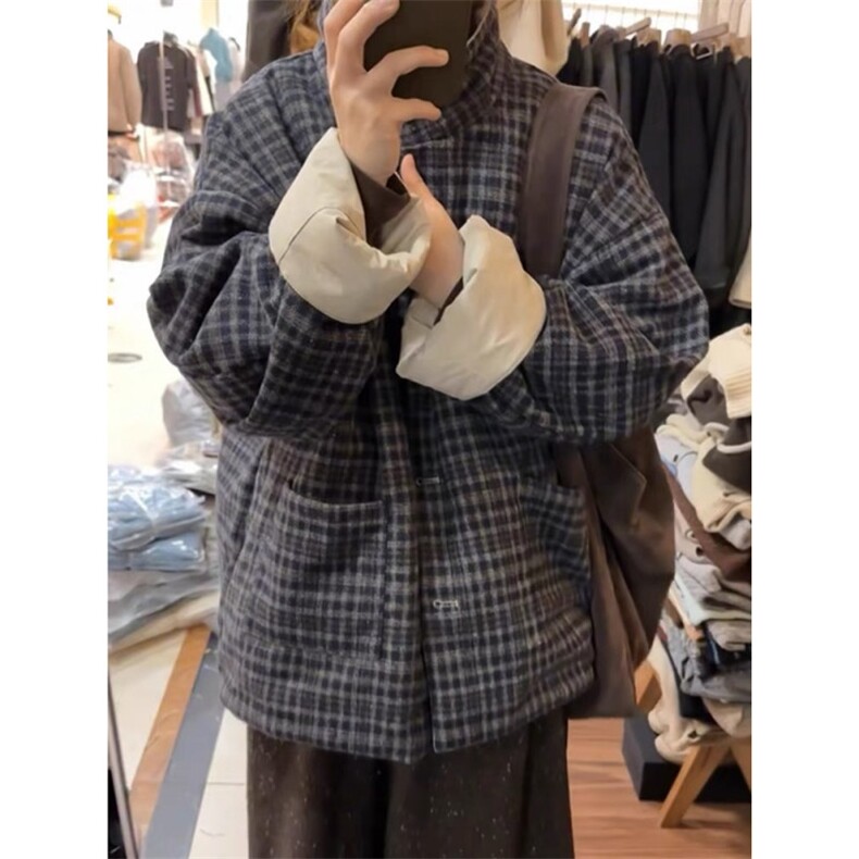 女风黑灰格子双面穿夹棉棉衣ZM0136-P115,男装棉衣,星座313A(原308A-2)