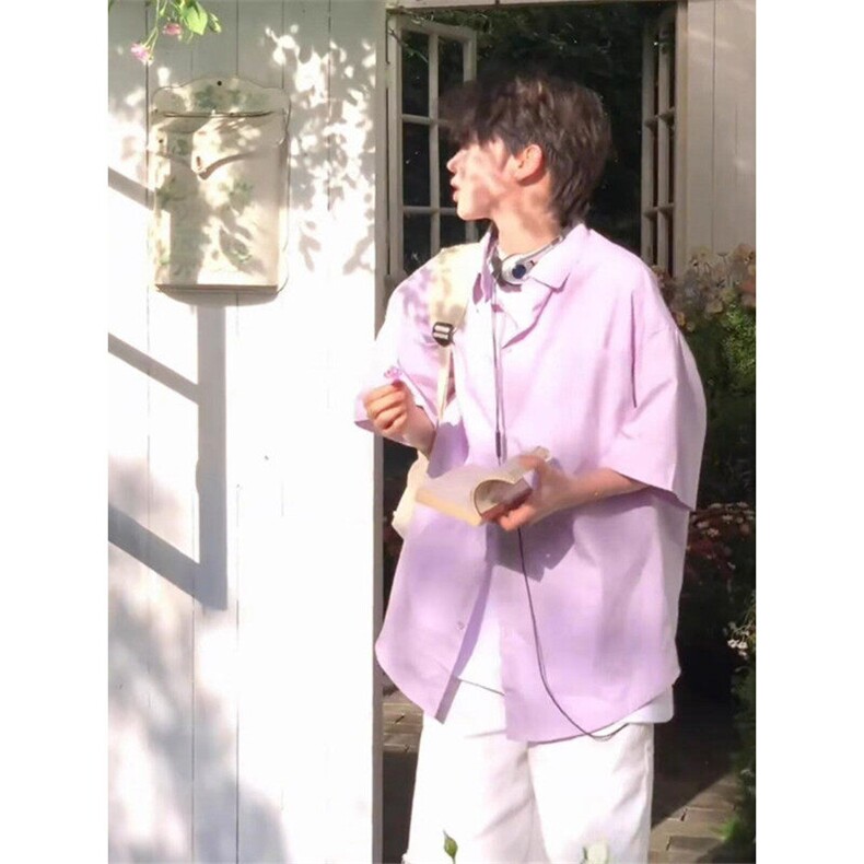 韩东大门短袖衬衫男女2025夏季新款韩版日系休闲百搭衬衣口袋,男装衬衫,星座506A