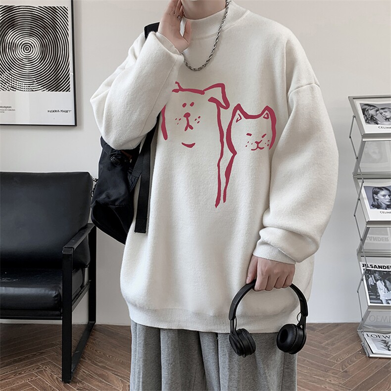 8XL半高领毛衣男大码胖子针织衫毛线衣M18378-P45加绒款-P65,男装针织衫/毛衣,电商A040
