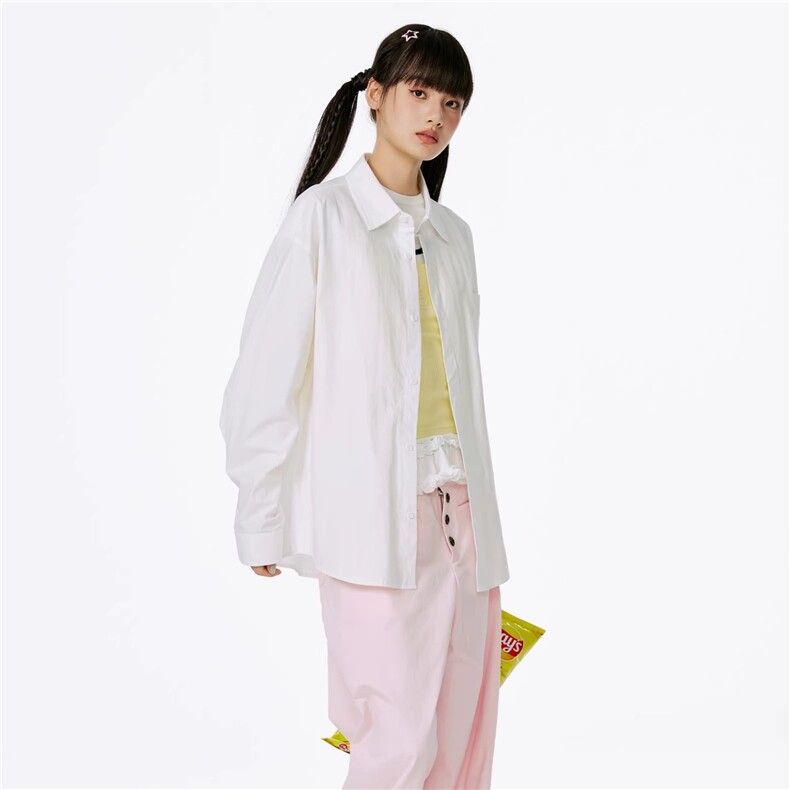 Burgenland蓝色纯棉长袖衬衫女秋季2026新款翻领衬衫薄款秋装外套,男装衬衫,星座1210-1