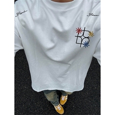 网图有货夏季设计感断开刺绣短袖T恤男女情侣宽松上衣A557-P35，男装T恤，星座1505