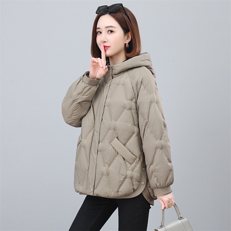 2023新款时尚宽松连帽羽绒服女短款加厚保暖外套,女装羽绒服,依恋蒂丝