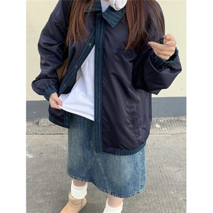 日系复古拼接棒球服夹克男春秋潮牌宽松拼色工装外套 J631图片