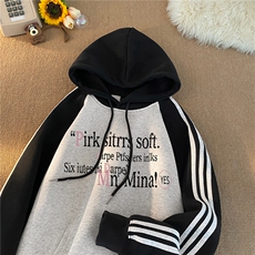 高品质！全棉重磅400克三条杠撞色印花连帽卫衣RH1214p63控98，男装卫衣，星座610B-1