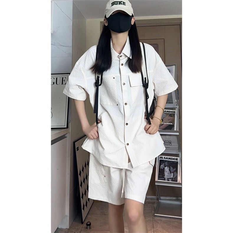 日系泡泡格短袖衬衫套装DC2230特P30控58/DK8606特P30控58,男装T恤,电商A007