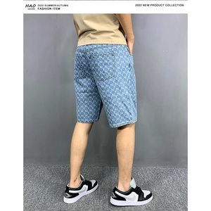 美式牛仔短裤男夏季潮牌宽松五分裤2025新款水洗五分裤TA1203-P45图片