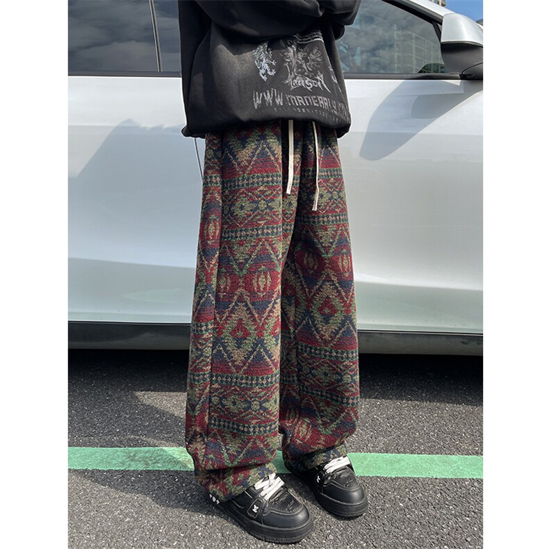 8XL-M羊羔绒裤子男冬季加绒加厚民族风重磅针织棉裤大码KZ023P78,男装民族服装,电商B312