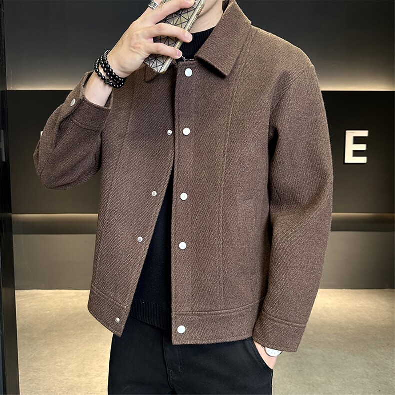 秋冬新款含羊毛毛呢外套呢子夹克男纯色短款呢料B321-2559-P140,男装夹克,电商B321-1