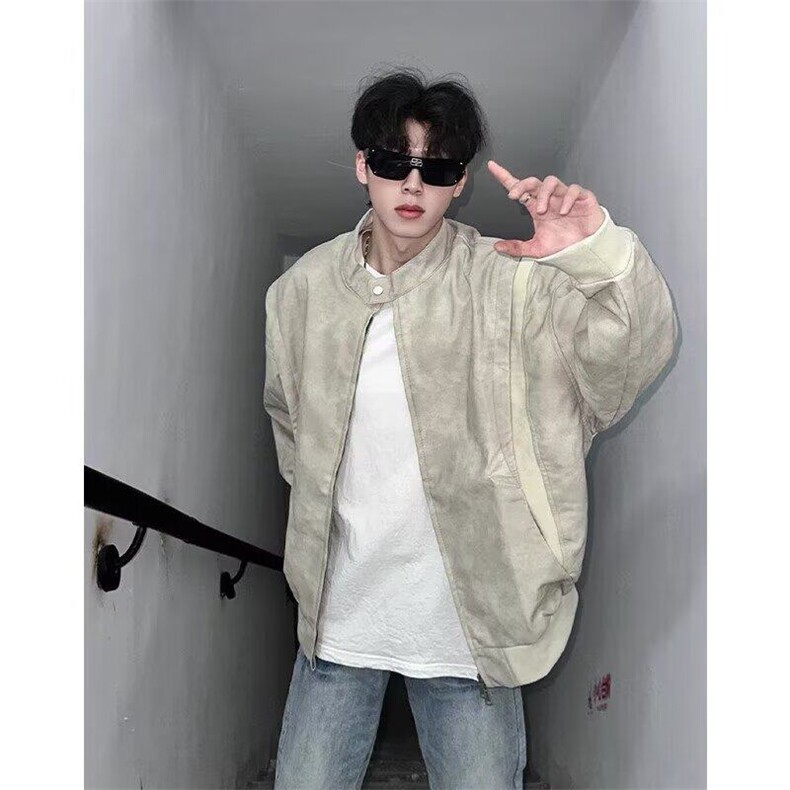 W9453-P90网图现货新款pu皮夹克高级感痞帅短款棒球服外套,男装夹克,星座1608-2