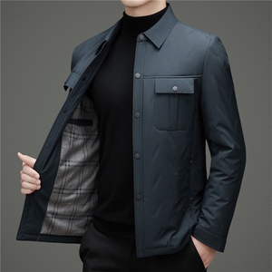 2025新款中青年时尚休闲工装棉衣男士冬款中年翻领棉服外套图片