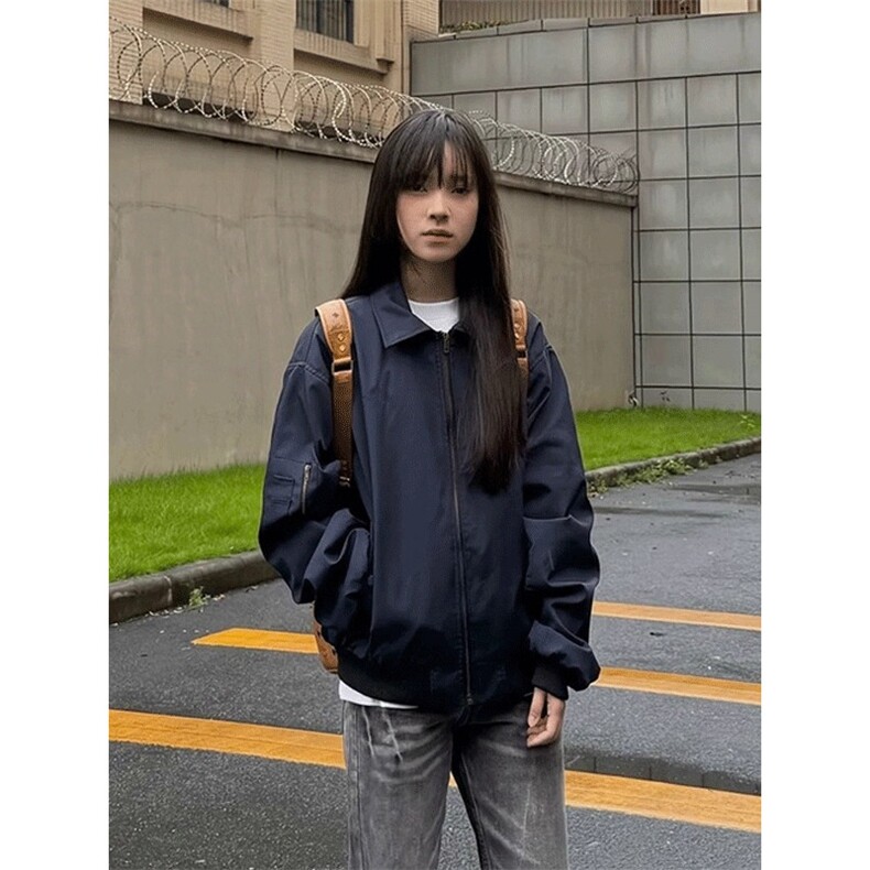 美式bomber飞行夹克男女春秋潮牌cleanfit外套翻领短款工装棒球服,男装夹克,星座601-1