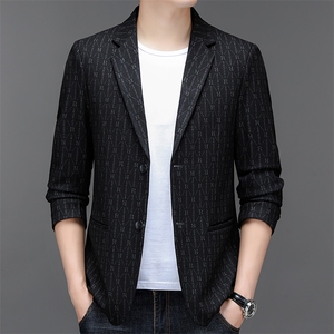 秋季新款西装男弹力针织西服简约外套西服商务休闲小西装单西图片