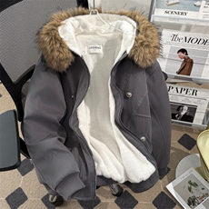 可卸毛领美式复古棉服外套男女冬季连帽短款情侣棉衣9929P90，男装棉衣，星座410-2