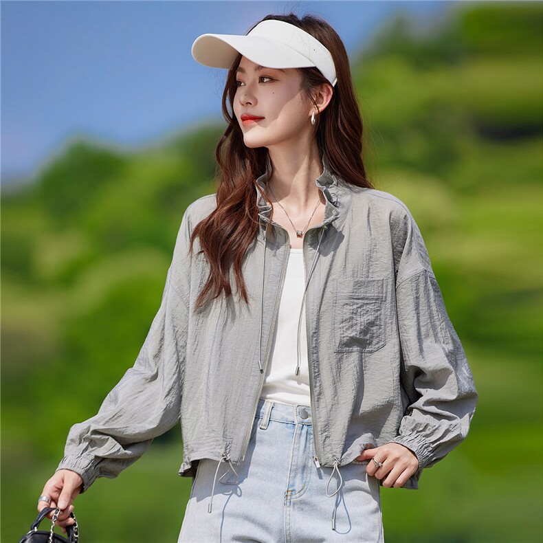 现货2026夏季时尚休闲宽松百搭韩版宽松夏季轻薄短外套,女装防晒衣,靓衣阁