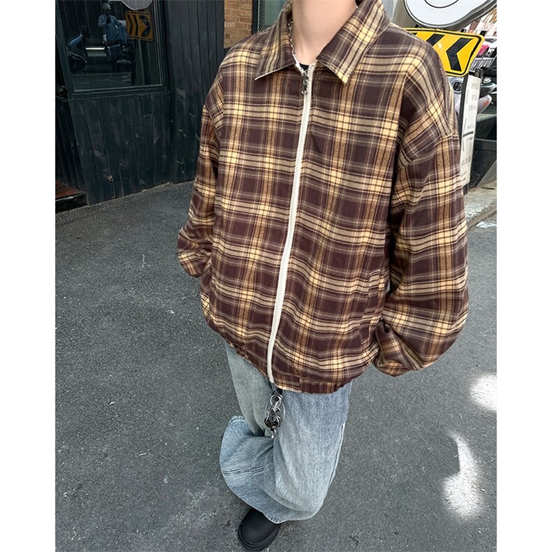 双面穿夹克男潮牌格子夹克简约休闲两穿外套1001-1-JK941-P65,男装夹克,星座1001-1